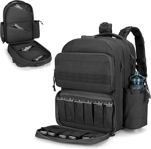 GOBUROS Tactical Pistol Backpack for 4 Handguns and 12 Mags, Gun Range Backpack with TSA Lock and Padded Shoulder Straps for Shooting and Hunting in Kuwait