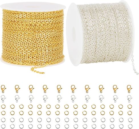 2 Rolls Paperclip Chain for Jewelry Making 33FT Jewelry Chain Links in Kuwait