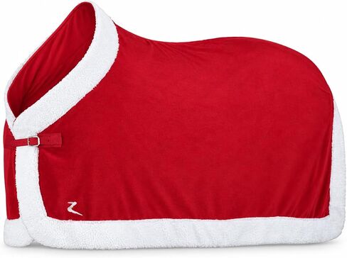 بطانية HORZE Santa Christmas Fleece Horse Cooler مع فراء صناعي - أحمر - 75 بوصة in Kuwait