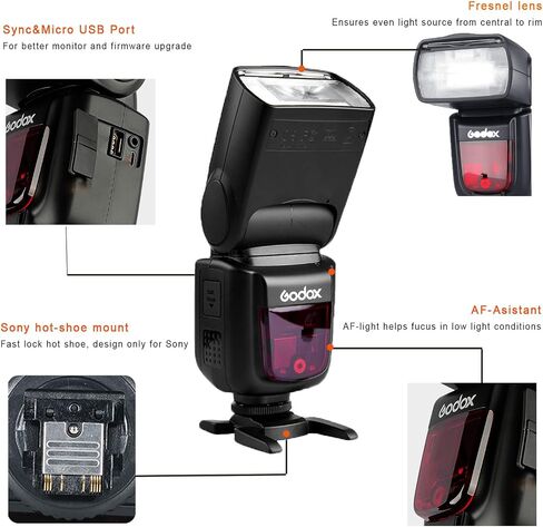 Godox V860II-C E-TTL Flash Speedlite Light، HSS 1/8000s 2.4G Wireless GN60 Li-on Battery Speedlight متوافق مع كاميرا Canon 6D 50D 60D 1DX 580EX 5D Mark II III in Kuwait