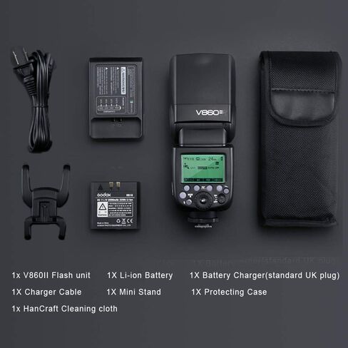Godox V860II-C E-TTL Flash Speedlite Light، HSS 1/8000s 2.4G Wireless GN60 Li-on Battery Speedlight متوافق مع كاميرا Canon 6D 50D 60D 1DX 580EX 5D Mark II III in Kuwait