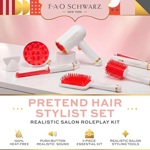 FAO Schwarz Pampered Play Hair Stylist Set, 7-Piece Pretend Accessory Kit in Kuwait
