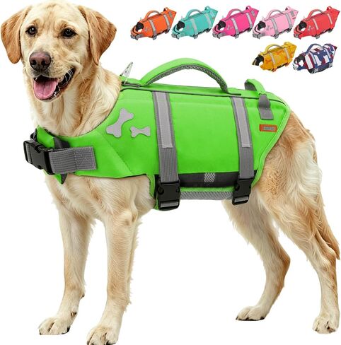 EMUST Dog Water Vest, Bright Color Dog Life Jacket for Swimming Boating in Saudi Arabia