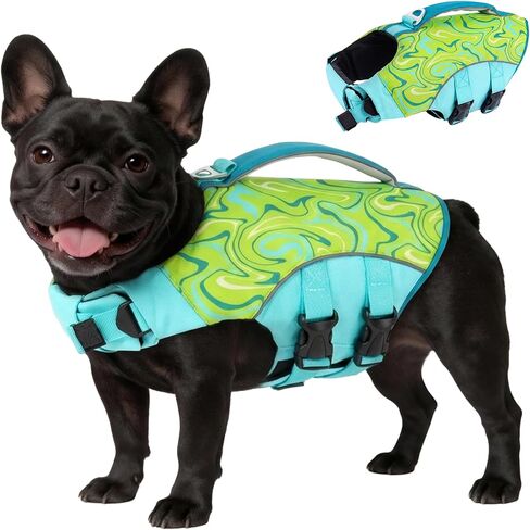 BRKURLEG Dog Life Jacket, High Buoyancy Dog Life Vest for Swimming Boating, Adjustable Reflective Pet Flotation Vest with Rescue Handle, Small Medium Large Dogs Lifesaver for Pool Beach, Purple XL in Kuwait