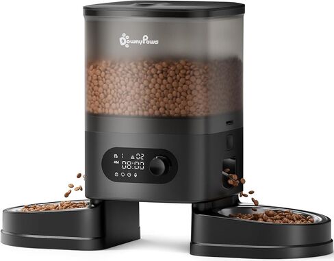 DownyPaws Automatic Cat Feeder 2 Cats, Rechargeable Timed Food Dispenser BK in Kuwait