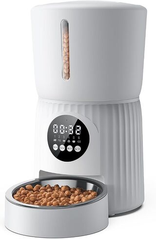 Faroro Automatic Cat Feeder, 4L Cat Food Dispenser with Portion Control, 1-6 Meals Per Day, 10s Voice Recording, Slow Feed, Dual Power Supply for Cats and Small Dogs (Black) in Kuwait