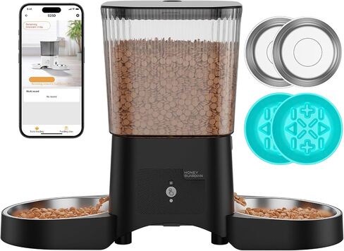 HoneyGuaridan Automatic Cat Feeder for 2 Cats,2.4G/5G WiFi APP Control in Saudi Arabia