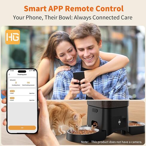 HoneyGuaridan Automatic Cat Feeder for 2 Cats,2.4G/5G WiFi APP Control in Saudi Arabia