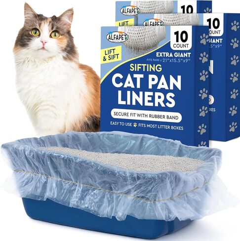 Alfapet Original Sifting Cat Litter Box Liners - Extra Giant 30 Count - Tear-Resistant Cat Litter Bags - Waterproof Kitty Litter Liners - Fits Almost All Litterbox Pan Sizes, 40" x 38", 30 lb Capacity in Saudi Arabia