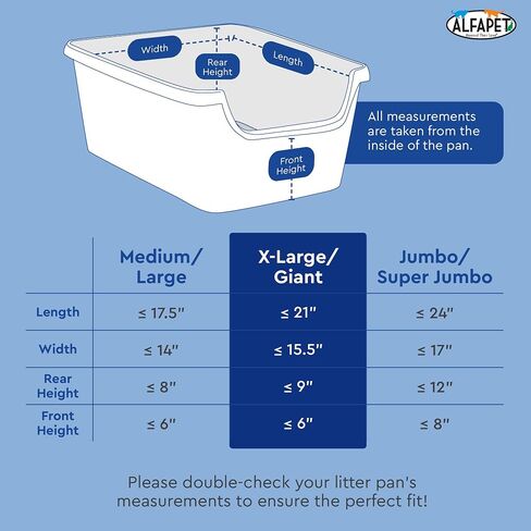Alfapet Original Sifting Cat Litter Box Liners - Extra Giant 30 Count - Tear-Resistant Cat Litter Bags - Waterproof Kitty Litter Liners - Fits Almost All Litterbox Pan Sizes, 40" x 38", 30 lb Capacity in Saudi Arabia