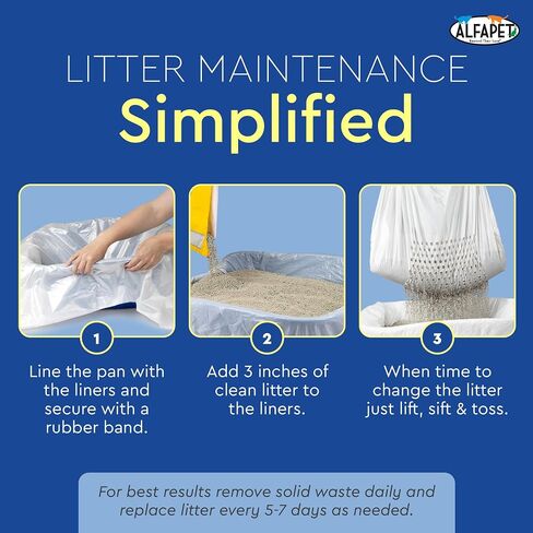 Alfapet Original Sifting Cat Litter Box Liners - Extra Giant 30 Count - Tear-Resistant Cat Litter Bags - Waterproof Kitty Litter Liners - Fits Almost All Litterbox Pan Sizes, 40" x 38", 30 lb Capacity in Saudi Arabia