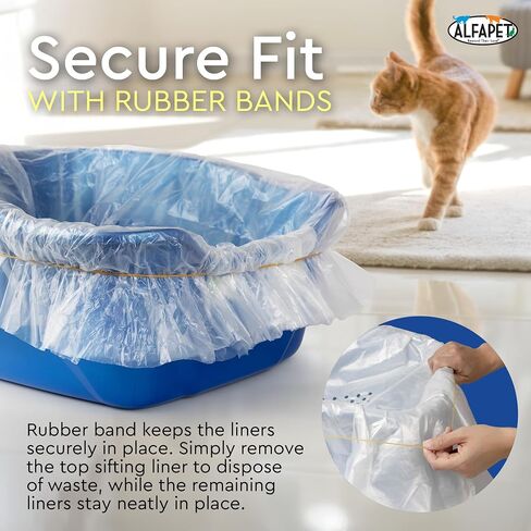 Alfapet Original Sifting Cat Litter Box Liners - Extra Giant 30 Count - Tear-Resistant Cat Litter Bags - Waterproof Kitty Litter Liners - Fits Almost All Litterbox Pan Sizes, 40" x 38", 30 lb Capacity in Saudi Arabia