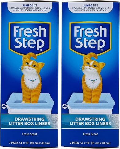 Fresh Step Drawstring Cat Litter Box Liners, Scented, 3 ft x 19 in, 7 Count in Kuwait