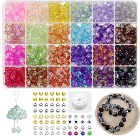 JULIMAIDONG 8mm 24Color Glass Beads for Bracelets Jewelry Making Kits in Saudi Arabia