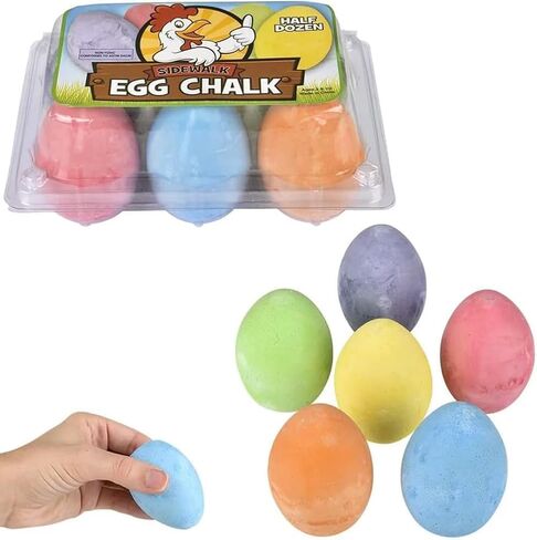 Chochkees 6-Pack Easter Egg Chalk, Sidewalk Chalk for Kids, Easter Basket Stuffers Gifts Fillers, Perfect For Easter Egg Hunt, Party Favors, 2.5" Inch in Kuwait