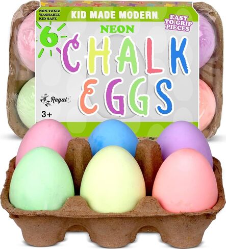 Kid Made Modern Sidewalk Chalk Set for Kids - Washable, Neon Colored Egg Chalk for Outdoor Play and Chalkboard Art - Ages 3+ (6 Pieces, Multicolor) in Saudi Arabia