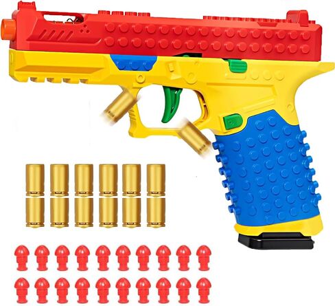 Building Block Toy Gun with Display Stand, DIY Soft Bullet Blaster Kit Compatible with Major Brands, Creative Fidget Desk Toy & Collectible Gift for Boys, Teens in Kuwait