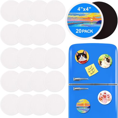 ESRICH 24Pack 3x3IN Round Mini Canvas Magnets, Small Magnetic Paint Canvas in Kuwait