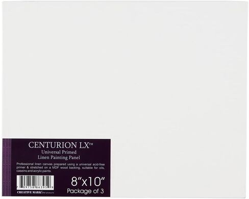 لوحات الكتان المطلية بالأكريليك من Centurion - لوحات قماشية مقاس 8 × 10 للرسم - 3 عبوات من اللوحات القماشية للزيوت والأكريليك والزيوت القابلة للخلط بالماء والمزيد in Kuwait