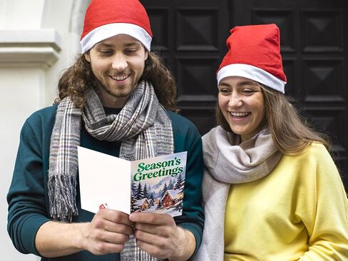 24 Pack Christmas Cards with Envelopes & Stickers, 8 Assorted Watercolor Multi-Color Foil Holiday Designs, 4.3x6.3" Bulk Christmas Cards with Messages Inside, 300gsm Thick Cardstock Boxed Christmas Greeting Cards Set in Saudi Arabia
