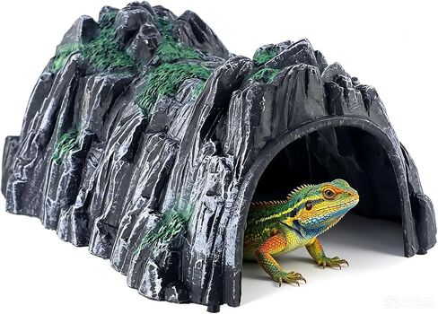 Hideout Simulated Rock cave,Evacuation Point,Reptile Hide Reptile Hides,Reptile pet Tortoise Lizard Landscaping for Climbing Pet Box,Caves Tank Accessories Decorations Habitat Décor (M) in Kuwait