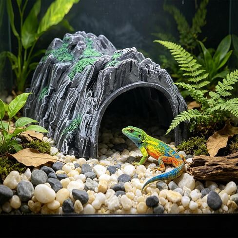 Hideout Simulated Rock cave,Evacuation Point,Reptile Hide Reptile Hides,Reptile pet Tortoise Lizard Landscaping for Climbing Pet Box,Caves Tank Accessories Decorations Habitat Décor (M) in Kuwait