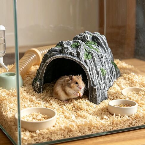 Hideout Simulated Rock cave,Evacuation Point,Reptile Hide Reptile Hides,Reptile pet Tortoise Lizard Landscaping for Climbing Pet Box,Caves Tank Accessories Decorations Habitat Décor (M) in Kuwait