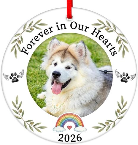 WaaHome Picture Frame Dog Memorial Christmas Ornaments 2023, Forever In Our Hearts Pet Memorial Ornaments for Christmas Tree, Pet Memorial Gifts, Sympathy Remembrance Gifts for Loss of Dog Cat Pet in Kuwait
