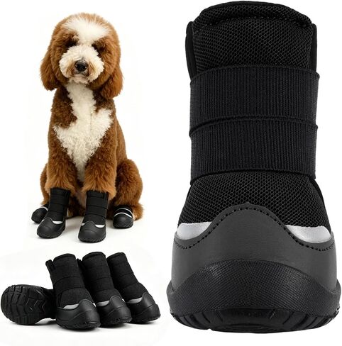 Dog Boots,Rugged Anti-Slip Sole Paw Protectors for Medium Large Dogs,Boots & Paw Protectors with Adjustable Straps,Waterproof Dog Booties for Hot Pavement,Snow,Hiking(Red,#10) in Kuwait