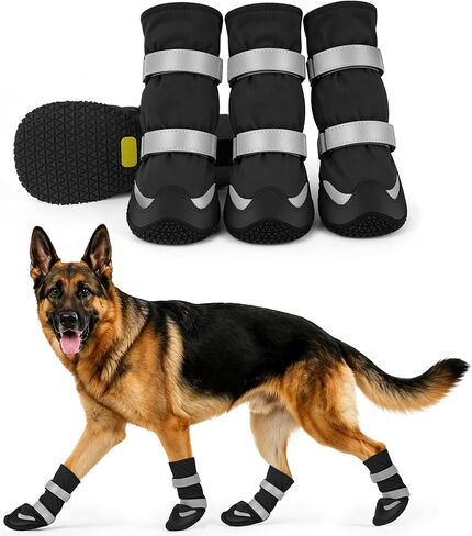 LUCKYPAW Dog Shoes for Winter Snow Waterproof Dog Boots with Fleece Lining in Kuwait