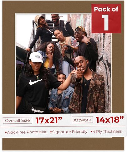 17x21 Mat Bevel Cut for 14x18 Photos - Acid Free White Precut Matboard - for Pictures, Photos, Framing - 4-ply Thickness in Kuwait
