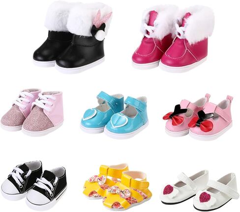 8 Pair Doll Shoes Fits 18 Inch American Doll Accessoires in Saudi Arabia