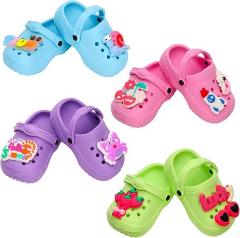 4 Pairs 18 Inch Doll Clogs Shoes with 8 Removable Ornaments Doll Sandals in Kuwait