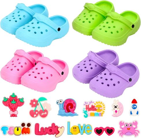 4 Pairs 18 Inch Doll Clogs Shoes with 8 Removable Ornaments Doll Sandals in Kuwait