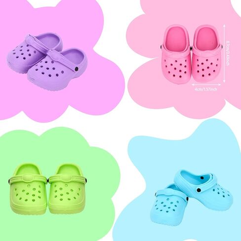 4 Pairs 18 Inch Doll Clogs Shoes with 8 Removable Ornaments Doll Sandals in Kuwait