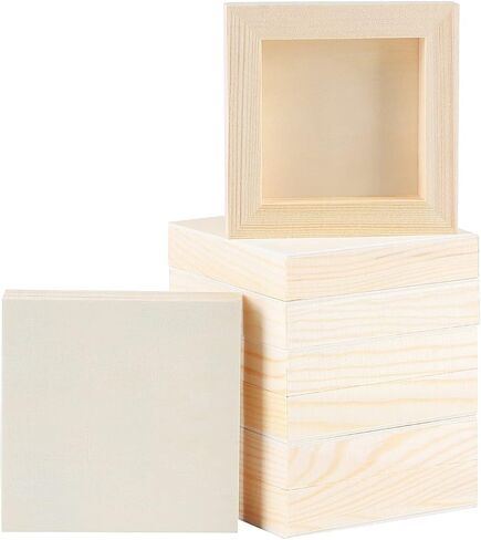 ADXCO 8 Pack Wood Panels 4 x 4 Inch Unfinished Wood Canvas Wooden Panel Boards for Painting, Pouring, Arts Use with Oils, Acrylics in Kuwait