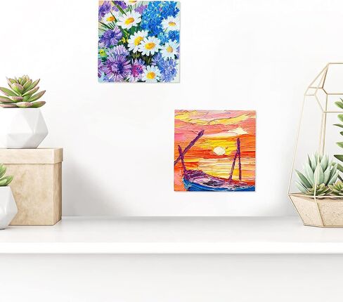 ADXCO 8 Pack Wood Panels 4 x 4 Inch Unfinished Wood Canvas Wooden Panel Boards for Painting, Pouring, Arts Use with Oils, Acrylics in Kuwait