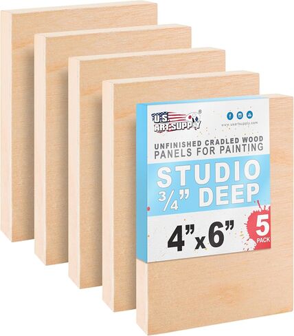 U.S. Art Supply 18" x 24" Unfinished Cradled Wood Panels for Painting in Kuwait