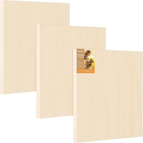 HANSILKHANSILK 16x16 Inch Wood Canvas Panels 6 Pack – Unfinished Wooden Art Boards for Acrylic, Oil & Mixed Media Painting, DIY Craft Projects for Artists, Beginners & Students in Kuwait