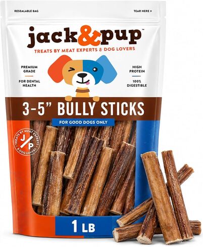 Jack&Pup Bully Bites (2 lb), Small Bully Sticks for Small Dogs, 1-3 Inch Long-Lasting Chews for Puppies, Seniors & Small Dogs in Kuwait