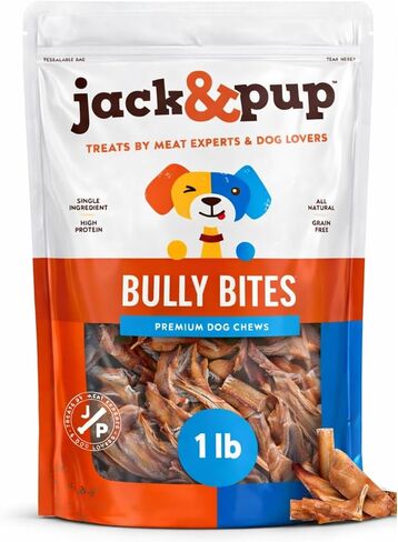 Jack&Pup Bully Bites (2 lb), Small Bully Sticks for Small Dogs, 1-3 Inch Long-Lasting Chews for Puppies, Seniors & Small Dogs in Kuwait