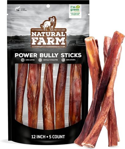 Natural Farm Power Bully Sticks Dog Chews (6", 5-Pack), 2-in-1 Power Chews: Premium Beef Cheek Wrapped in Beef Pizzle, Long-Lasting, Great Dog Dental Treats Fro Small, Medium & Large Dogs in Saudi Arabia