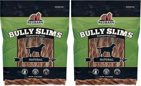 Redbarn Bully Slims 4.7 oz Natural Beef Esophagus Dog Treats - Rawhide Free Chews for Small Dogs, Puppies & Senior Dogs - Single Protein Digestible Dental Chew Sticks in Kuwait