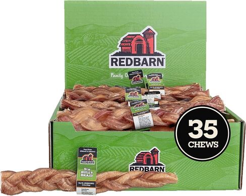 Redbarn 9 "عصي الفتوة المضفرة للكلاب. مضغ أسنان طبيعي، خالي من الحبوب، مستساغ للغاية، طويل الأمد مصدره من الماشية التي تتغذى على العشب (35 عصا) in Kuwait
