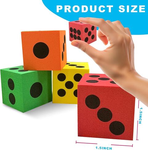 EVA Foam Dices, Colorful Dot Foam Dice for Kids, Building Toys,Educational Toys, Party Supplies, 6 Colors, 24 Pcs in Kuwait