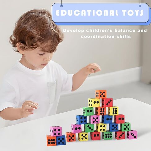 EVA Foam Dices, Colorful Dot Foam Dice for Kids, Building Toys,Educational Toys, Party Supplies, 6 Colors, 24 Pcs in Kuwait