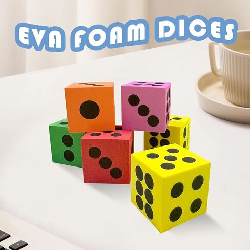 EVA Foam Dices, Colorful Dot Foam Dice for Kids, Building Toys,Educational Toys, Party Supplies, 6 Colors, 24 Pcs in Kuwait