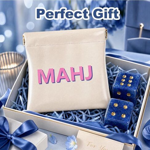 Natural Lapis Lazuli Mahjong Dice Set with MAHJ Bag in Saudi Arabia
