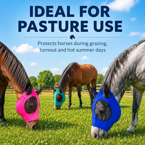 Sanwuta 12 Pcs Horse Fly Masks for Horses Comfortable Fly Masks for Horses with Ears UV Protection Elasticity Horse Face Mask Horse Masks Covering for Horses Bulk Riding Supplies(Medium) in Kuwait