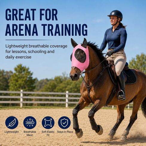 Sanwuta 12 Pcs Horse Fly Masks for Horses Comfortable Fly Masks for Horses with Ears UV Protection Elasticity Horse Face Mask Horse Masks Covering for Horses Bulk Riding Supplies(Medium) in Kuwait